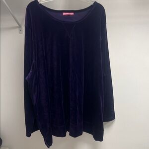 Woman Within Plush Velvet Scoop-Neck Pullover in Deep Purple